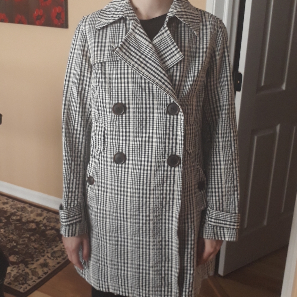 Black and white trench coat